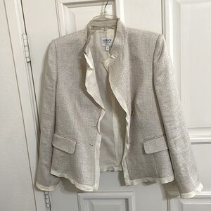 Armani Grey Silver Ruffle Jacket Sz 42  Sz 8